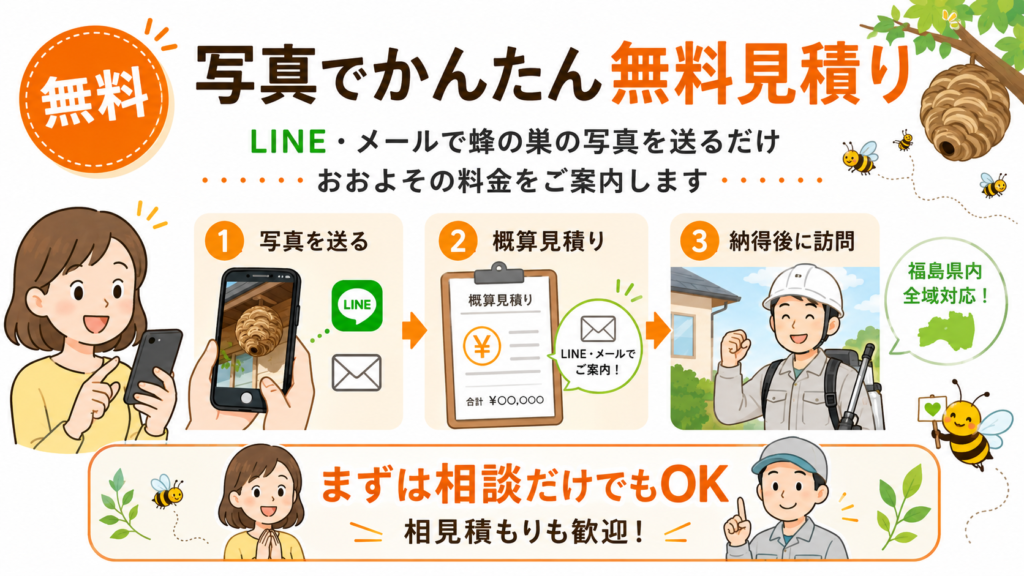 蜂の巣駆除無料見積り 写真での概算見積もり可能