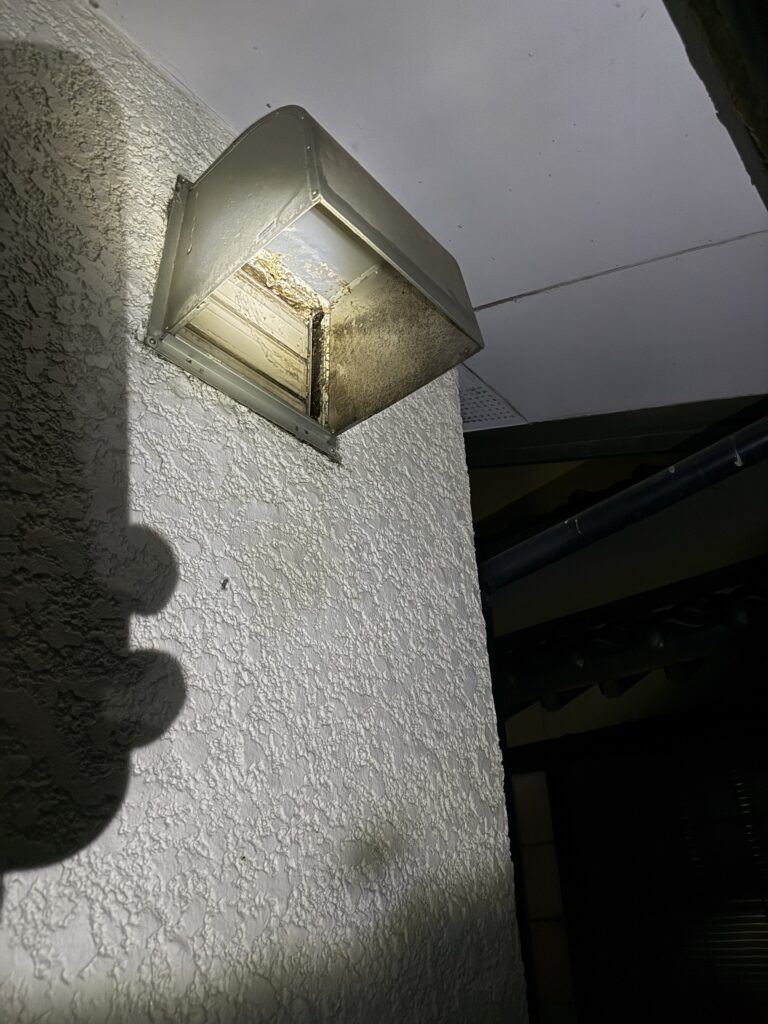 伊達郡川俣町でコガタスズメバチの巣を撤去した換気扇フード